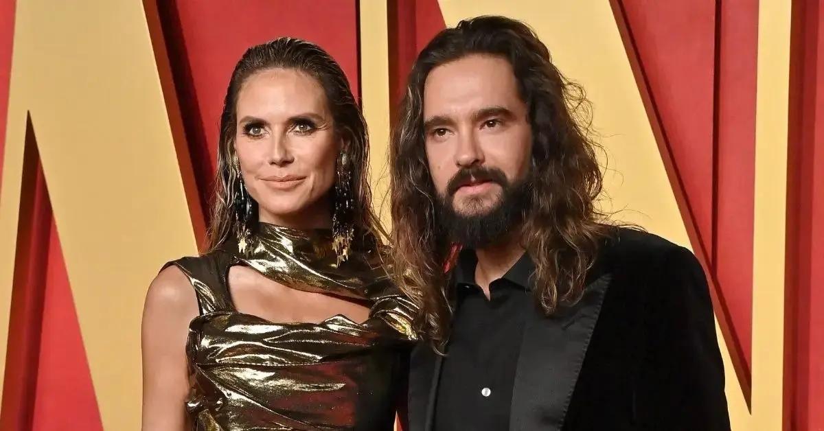 heidi klum turns heads gown husband tom kaulitz golden globes photos